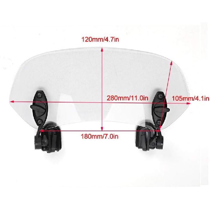 Motorcycle Windscreen Deflector, Adjustable Clip-On Transparent ABS Windshield Spoiler with Tool-Free Installation for Reduced Wind Noise & Enhanced