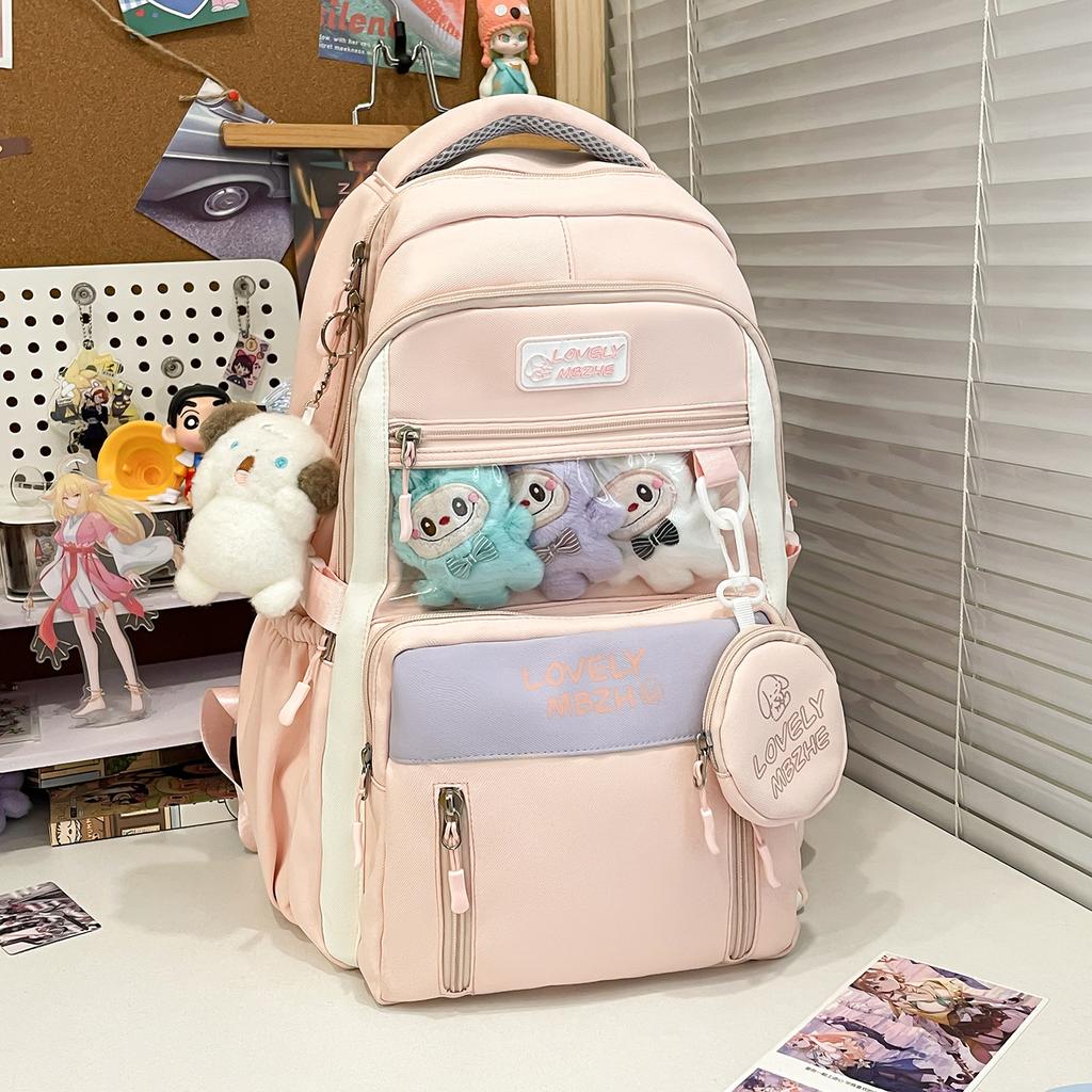 Schoolbag two-dimensional element transparent pain bag ins wind simple junior high school student leisure backpack large capacity Japanese student