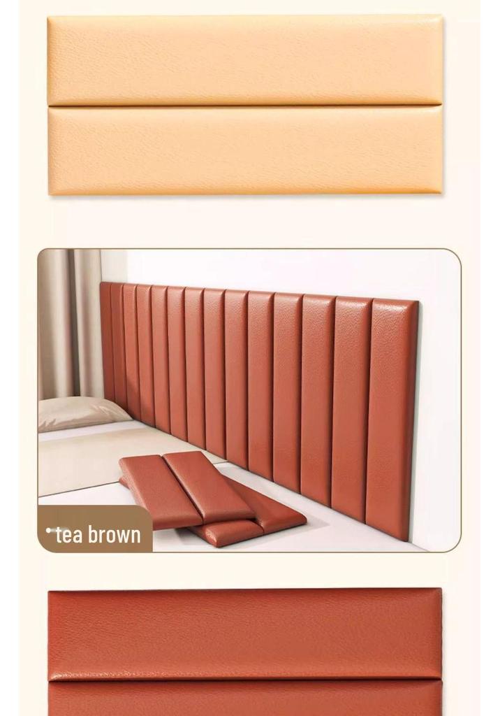 Tatami Padded Headboard: Soft, Anti-collision, Self-adhesive, Waterproof Wallpaper for Children's Room Wall.