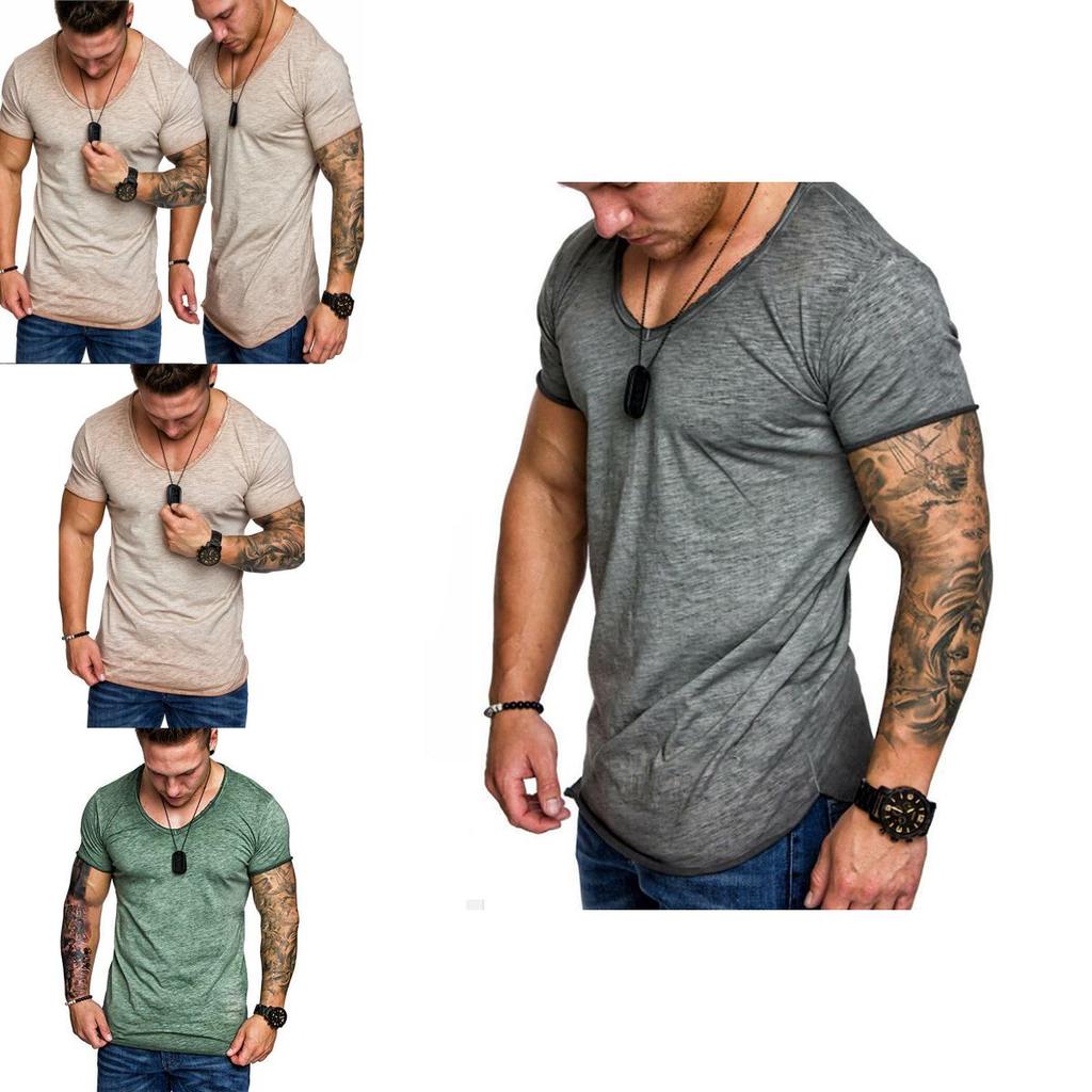Fashion Men's Casual Tops V-neck T-shirt With Slim Fit And Premium Cotton Blend