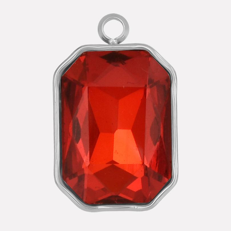 High Quality Big Glass Rhinestone Stainless Steel Rectangle Charms For Jewelry Making Supplies Real Gold Plated No Fade Pendants