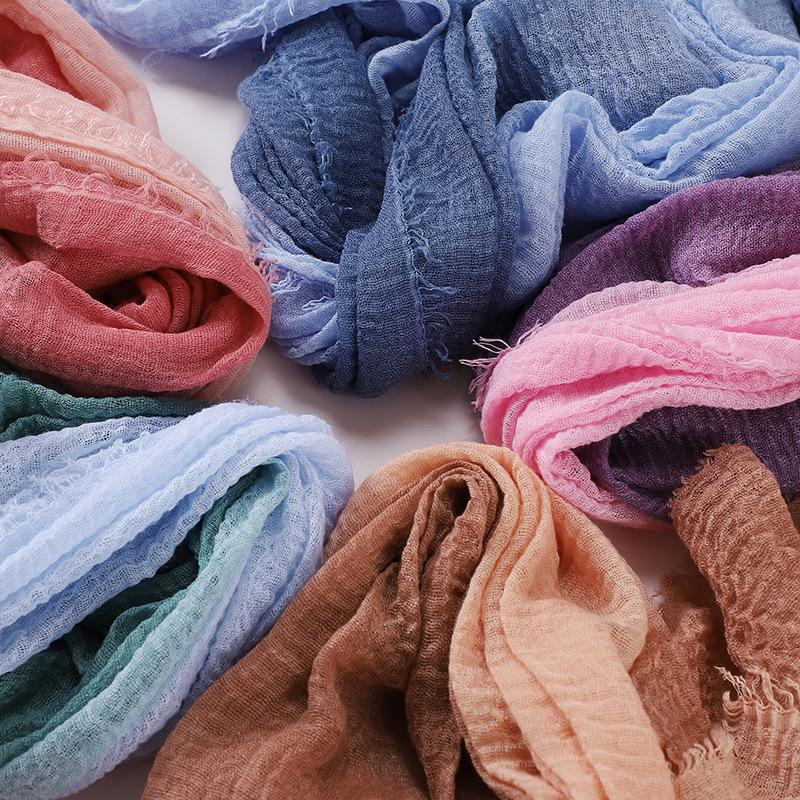Gradient Color Cotton Linen Scarf Travel Camping Shade Long Scarves Shawl Head Wraps Headscarf Neckerchief Women Muslim Hijabs