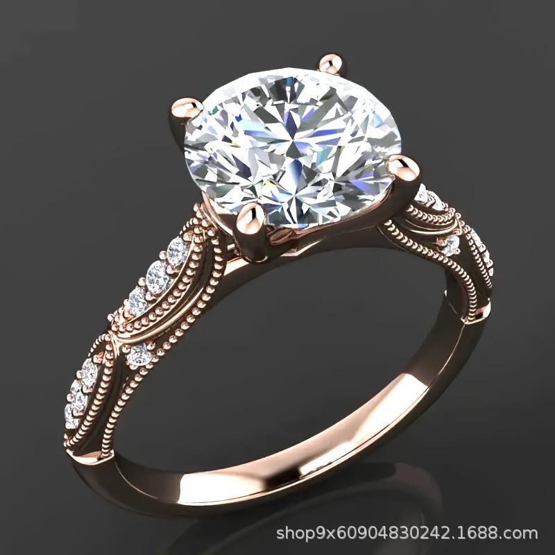 Source Factory European and American Jewelry Fushi Fashion Rose Gold Diamond Fashion Women s Ring no. 6 розового золота