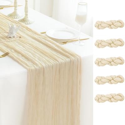 2 Pcs Boho Cheesecloth Table Runner 90x300cm Cheese Cloth Table Runner for Wedding Party Bridal Baby Shower Birthday Table Decorations
