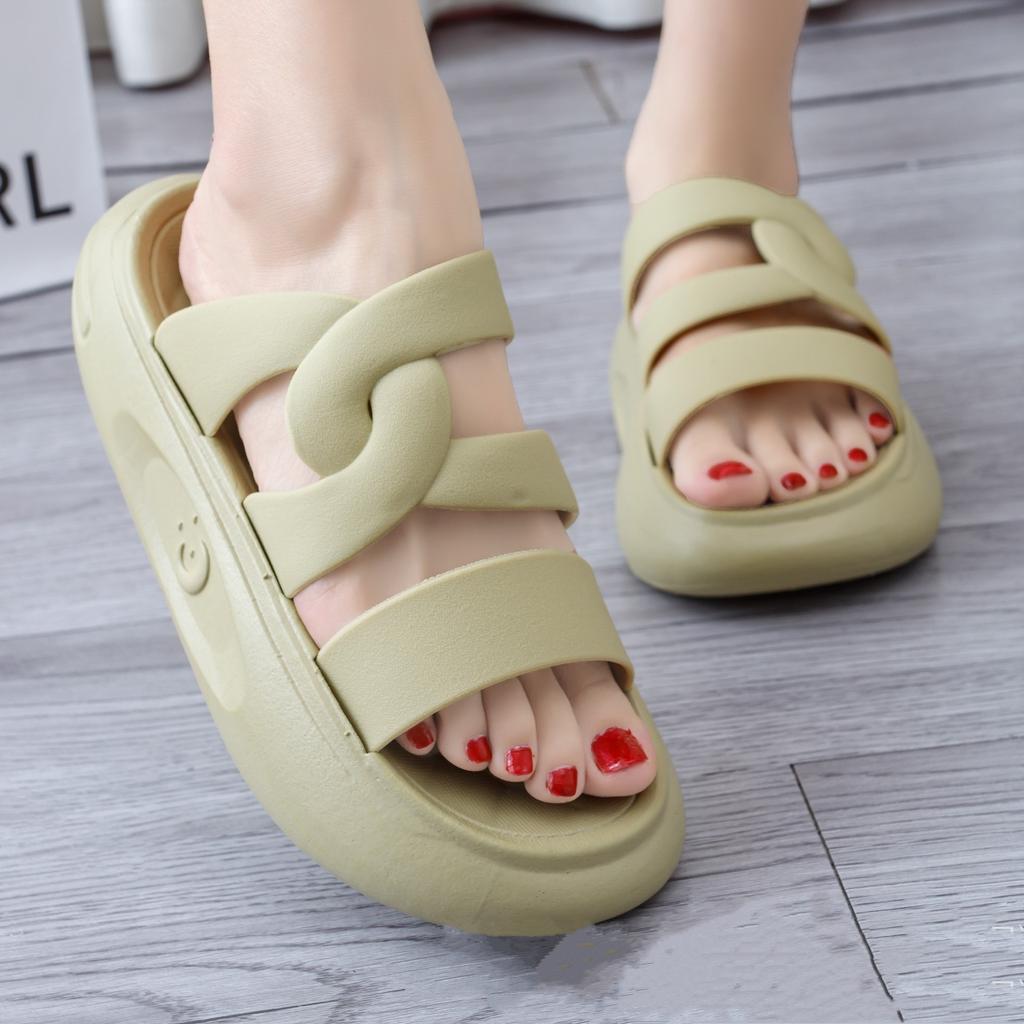 Neue Sommer Damen Modische Weiche Sohle Rutschfest Lässig Dicke Sohle PVC Strand Sandalen Hausschuhe