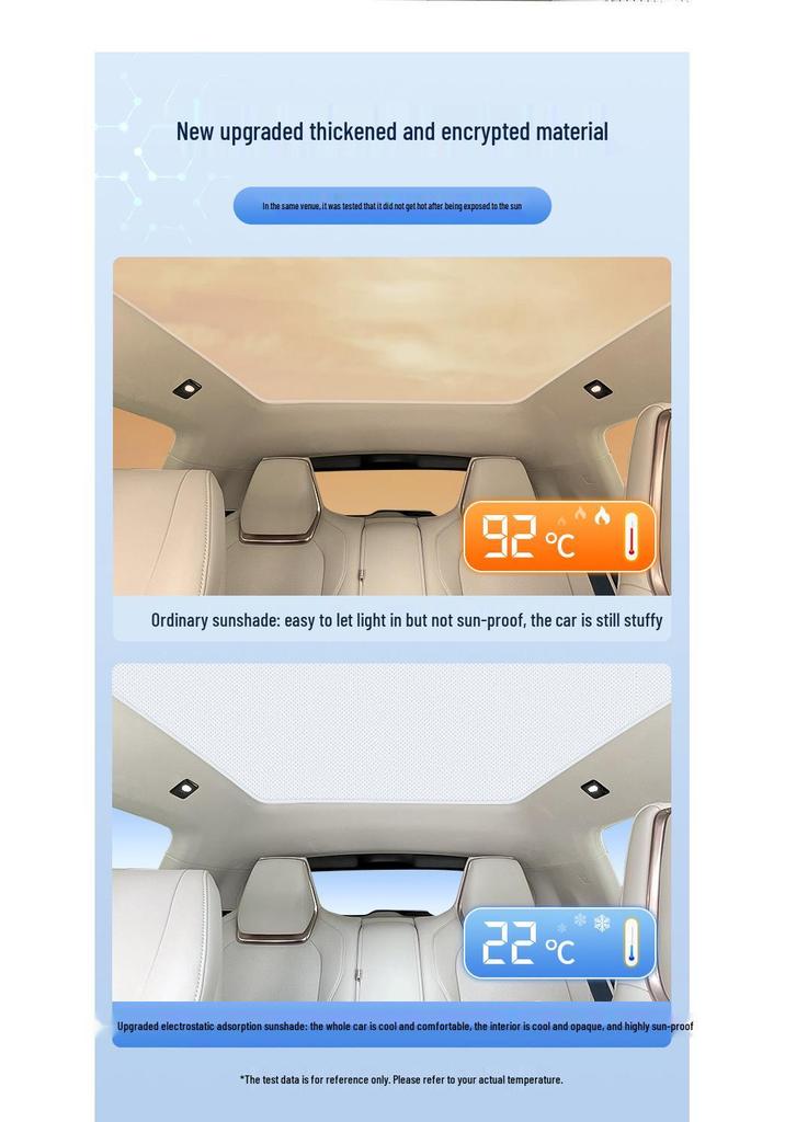 Zeekr Sunroof Sunshade: Electrostatic Adsorption for Model 001/007/009, 7X - Heat & UV Protection