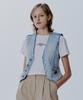 Marith + Franois Girbaud W V-Neck Button Denim Vest Light Blue