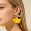 Women Boho Flower Earrings Lightweight Fabric Yellow Flower Ear Studs Holiday Earrings for Parties Beach Summer Vacation