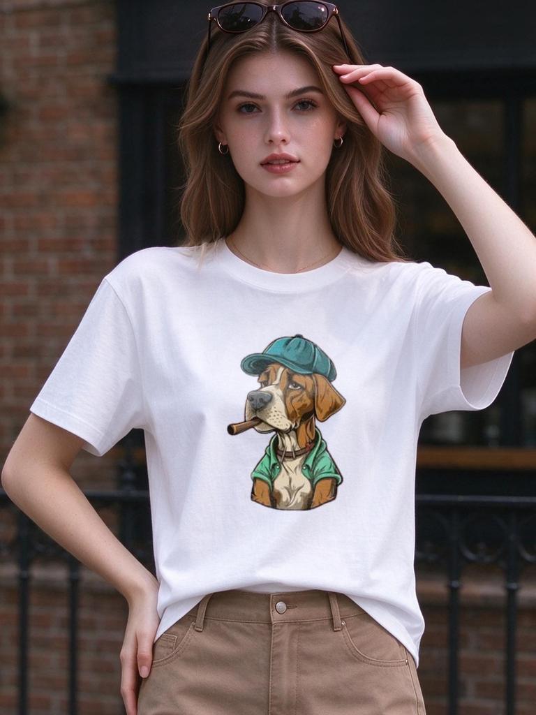 Unisex T-shirt Cool Dog Print Casual Soft Comfortable Daily Top