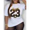 Women's Chicago 23 Number Design T-Shirt - Oversized Loose Fit Streetwear Top with Iconic Chicago Print, Breathable Summer & Year-Round Casual Wear,