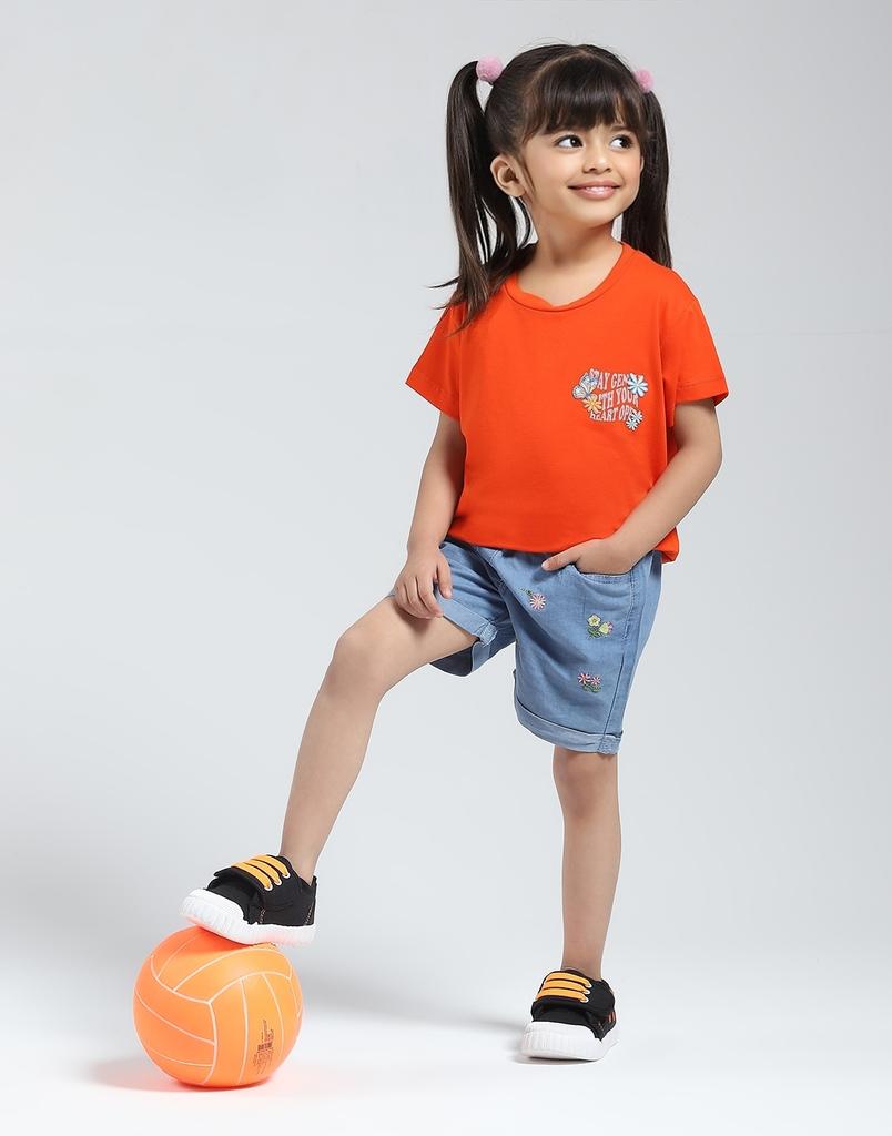 Monte Carlo Girls Half Sleeve Round Neck Top