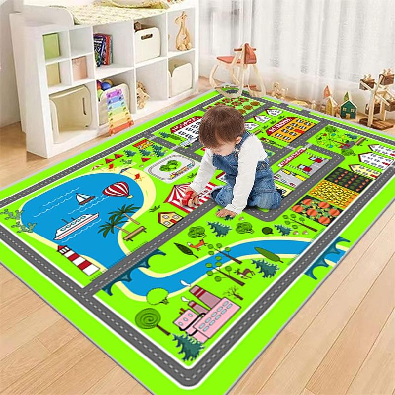Educational Kids Play Mats City Road Design Flight Chess Pattern for Childrens Learning and Fun Activities