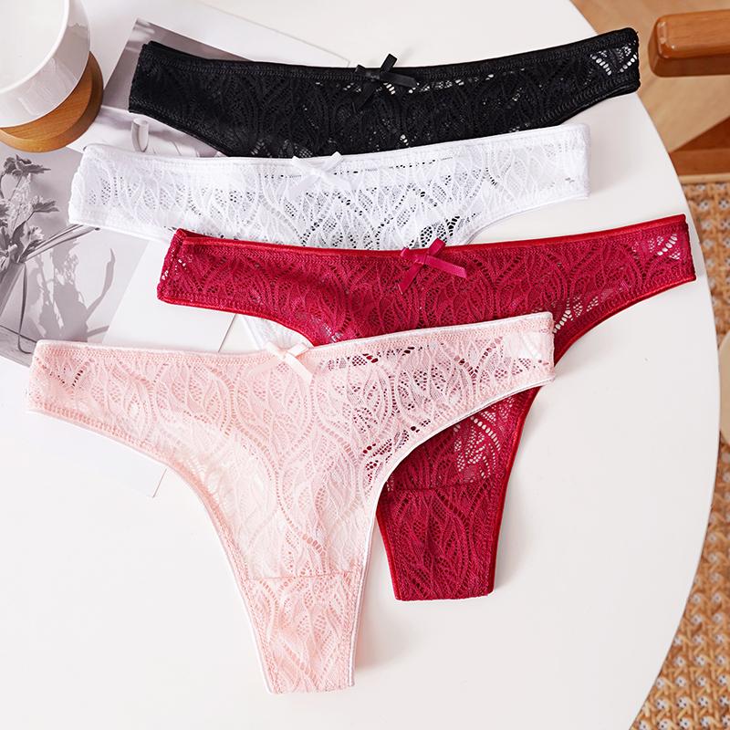 CINOON Women's Sexy Sheer Lace Thong Low-rise Cut-out High-cut T-back Comfort Breathable & Body-hugging Underwear