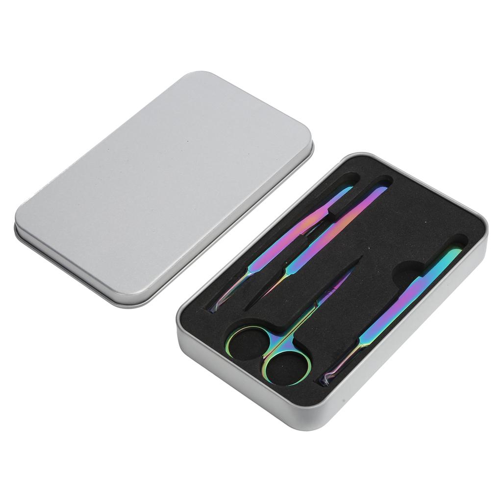 4pcs Nail Art Tweezers Stainless Steel Straight Curved Tweezers Nail Scissors Tools Set