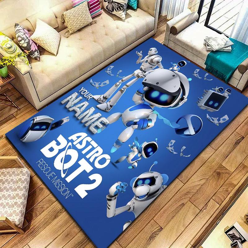 ASTRO BOT Benutzerdefinierter Name Teppich für Wohnzimmer Schlafzimmer Zuhause Sofadekoration, Kinderspiel Rutschfeste Bodenmatte