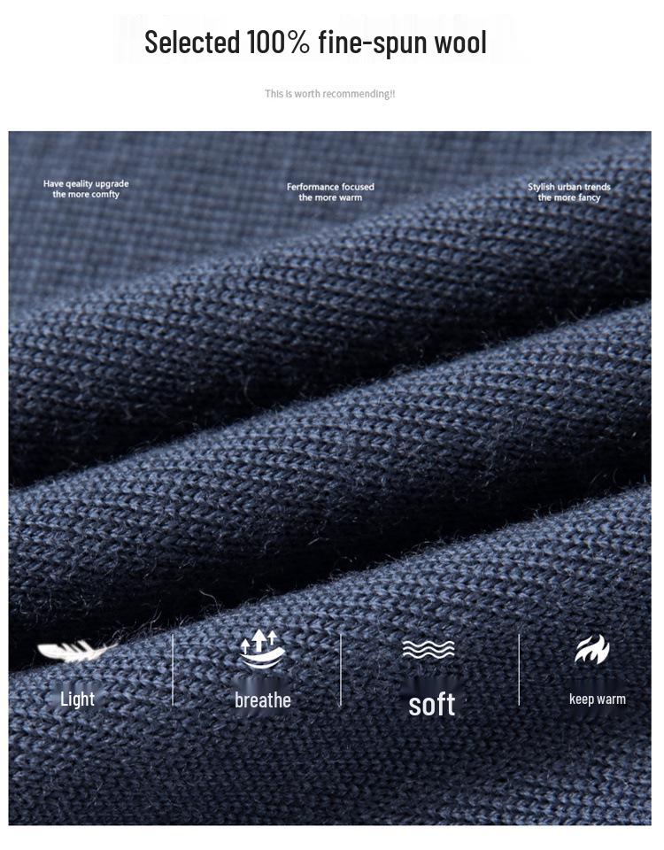 Men's High-Grade Knit Wool Lapel Sweater - Warm Autumn Winter POLO Style