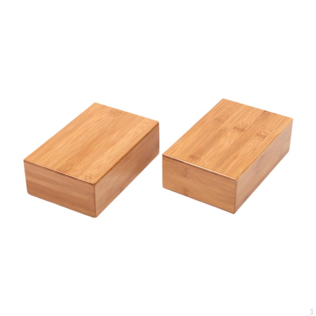 2Pcs Bamboo Block Brick Practical Prop Support for Indoor Sports Squat Workout Fitness