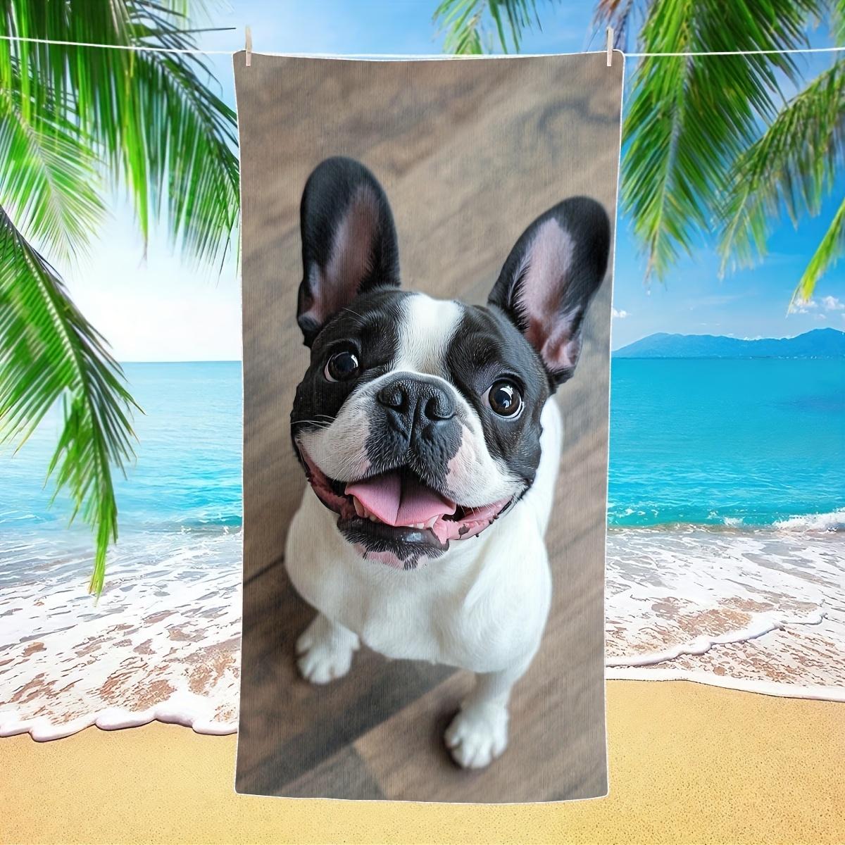 

Cute French Bulldog Tropical Print Quick-Dry Lightweight Bath Towel, Soft Absorbent for Women Men Travel W40*H60(CM)