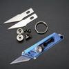 Titanium Alloy Utility Knife Push Pocket Knife Portable Bottle Opener Crowbar Outdoor Survival EDC Tool Keychain Unboxing Cutter