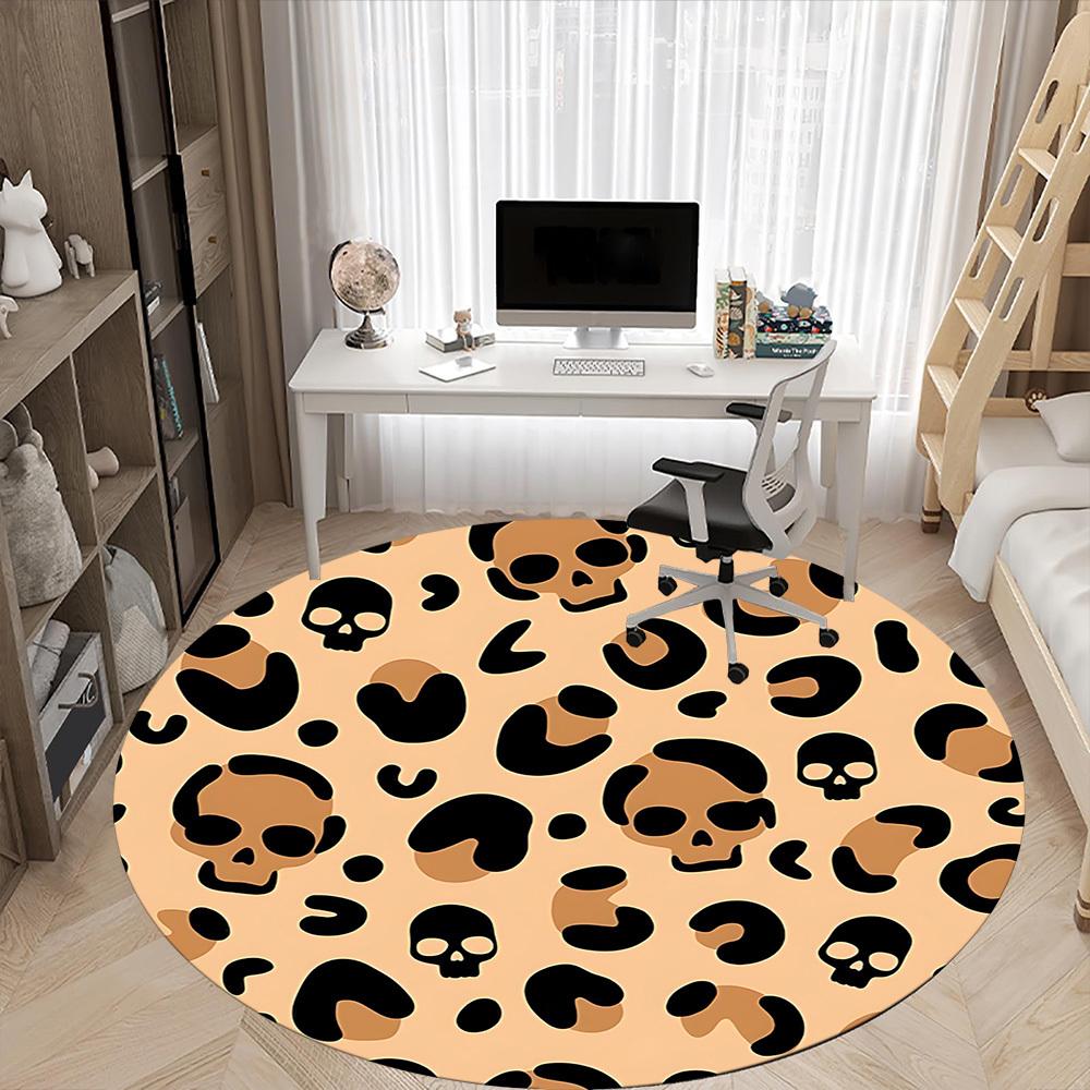 1pc Skulls Office Round Area Rug, Indoor Mat Suitable For Office, Under Office Chairs Bedroom Living Room Home Decor, Room Deco