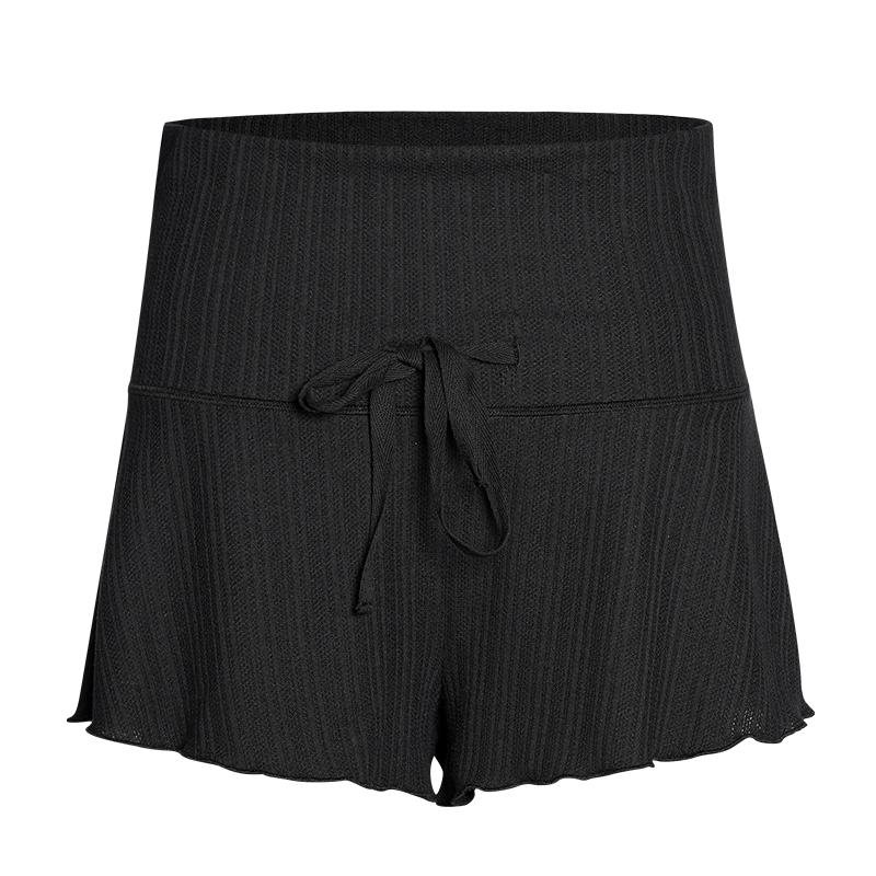 Women s Ballet Shorts High Waist Drawstring Tie Dance Yoga Training Pants S чёрный