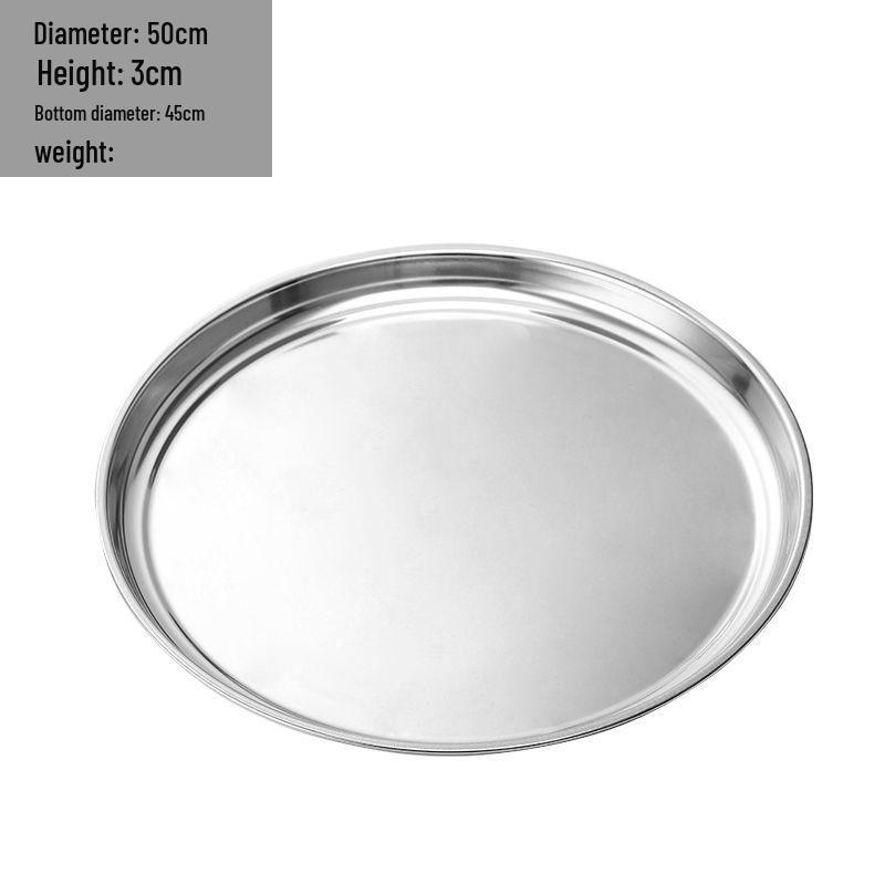 Large Thickened Stainless Steel Round Tray for Hotels and Home