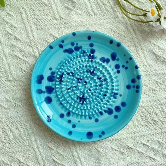 Ceramic Grater Bowl, Manual Ginger Garlic Mincer with Ink Splash Pattern, Pepper Grinding Plate for Wasabi Daikon, Dishwasher Safe Kitchen Essential
