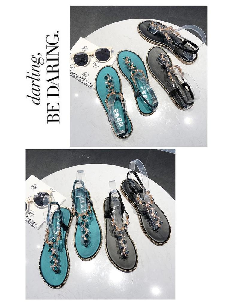 2019 Böhmische Strass Clip-Zehen Flache Damen Sandalen