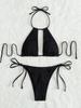 2025 Bikini con Scollo all'americana e Laccetti Laterali a Rete Affumicata Costume da Bagno Donna Due Pezzi Bikini Set Costume da Bagno Abbigliamento da Spiaggia