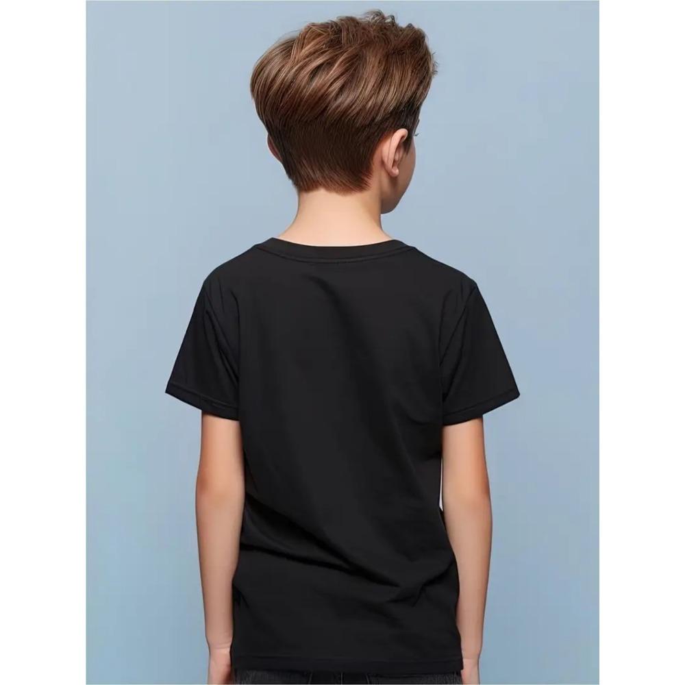 Boys' Athletic Fun T-Shirt - Breathable Cotton, Crew Neck, Short Sleeve With Football & Basketball Prints