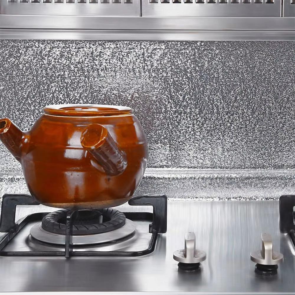 Oil Resistant Stickers Waterproof And Cabinets Stoves Aluminum Foil Paper Kitchen High Temperature & Resistant Wall Stickers