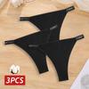 3 sztuki/zestaw bawełniane brazylijskie majtki damskie majtki seksowne majtki bikini z niskim stanem damskie jednolity kolor oddychająca bielizna M-XL