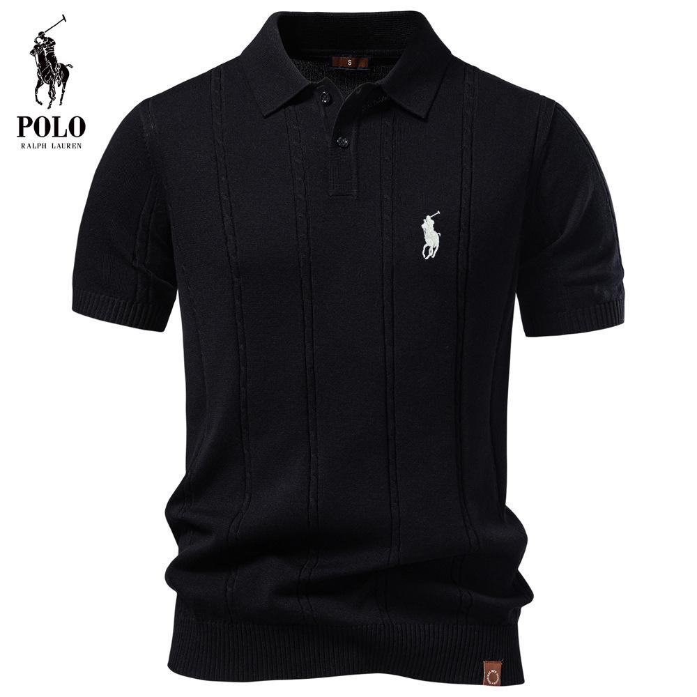 Ralph Lauren 2026 Léto Nový styl Vyšívané Pánské Business Casual Vlněné POLO tričko Kroucený květ Ledově chladivé Hedvábné Krátkorukávové Tričko pro Pány