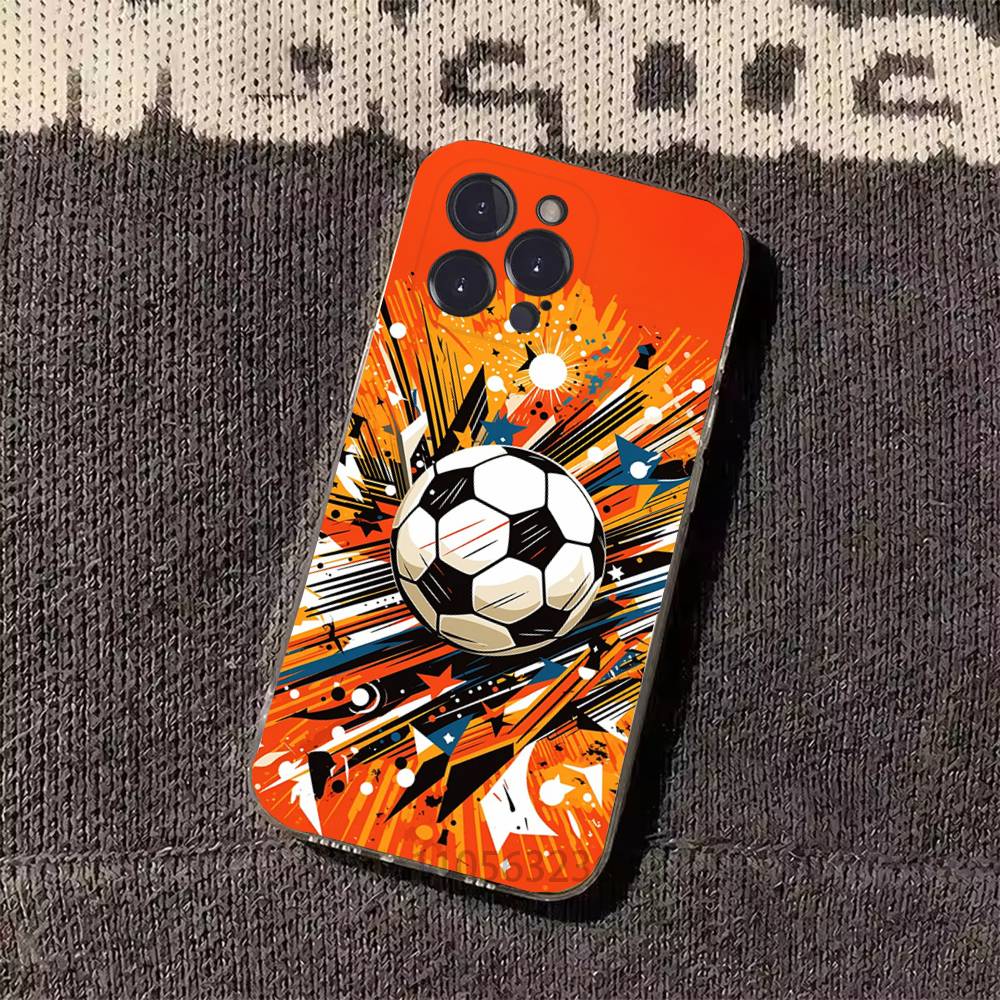Fire Football Soccer ball  Phone Cases For iPhone 17 16 15 14 13 12 11 Pro Max Plus Luxury Camera Protection Plastic