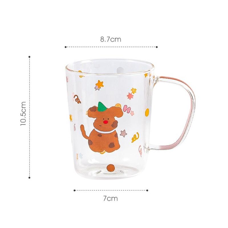 

1PC High Borosilicate Glass Water Cup for Home Use Cute Animal High-value Milk Juice Coffee Cup 401-500ml