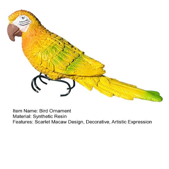 Bird Ornament Resin Scarlet Macaw Sculpture Realistic Lifelike Parrot Statue Waterproof Outdoor Garden Decoration