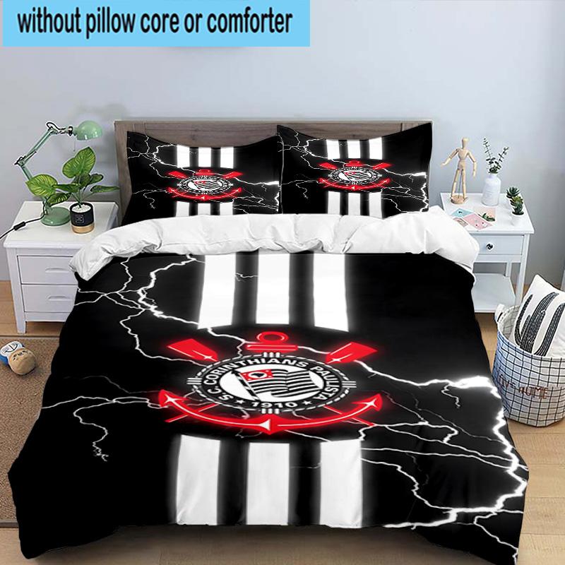 3pcs Sport Club Football Crest Printed Bedding Set Duvet Cover Closure Includes 1 Duvet Cover & 2 Pillowcases Bedding Sets Home Decor Gifts