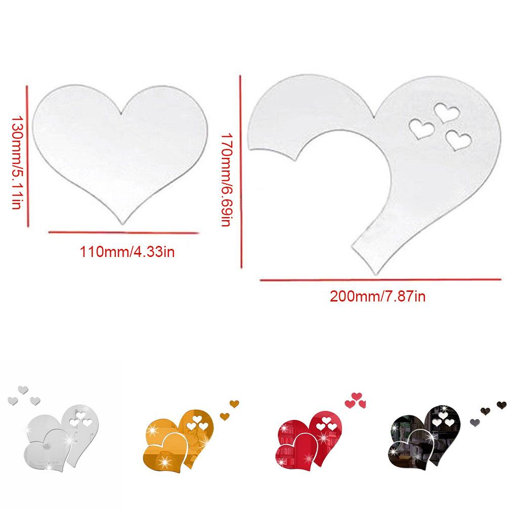 Heart Wall Stickers Detachable Home Interior Self-Adhesive Decal Art Bathroom Label for Background Reflective Surface