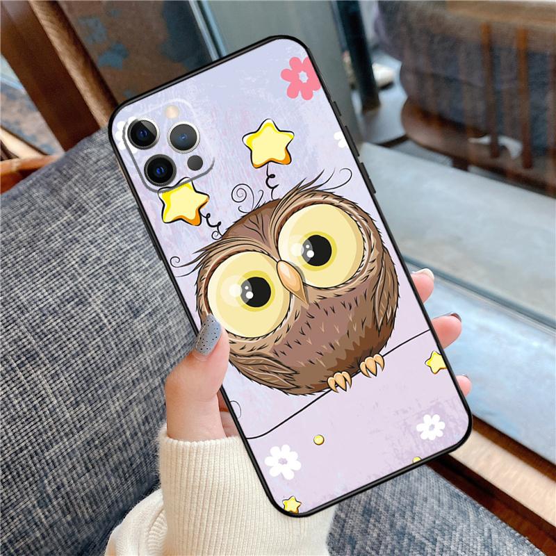 Cute Cartoon Owl Phone Case For iPhone 16 15 14 12 11 13 Pro Max 12 13 mini XR 15 16 Plus 16e Cover Shell