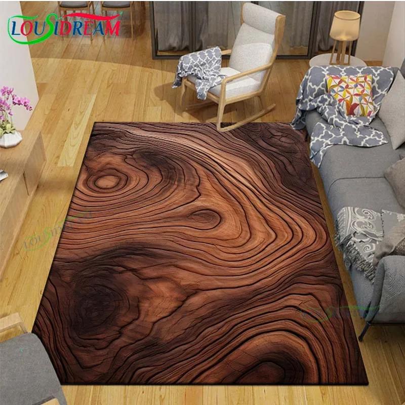 Classical Wood Grain Decor Carpet for Outdoor Balcony Garden Coffee Table Bedroom Area Rugs Kitchen Un-slip Floor Mat Alfombra