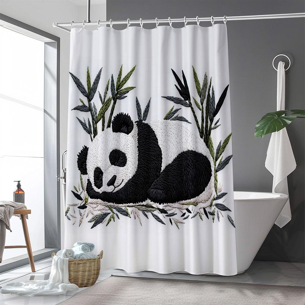 [] 1pc, Shower Curtains for Bathroom, Panda Printed Shower Curtain Bath Decor Home Decoration Bathroom Curtain