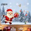 Winter Seasonal Decorations Christmas Santa Claus Static Glass Sticker, Removable PVC Window Decal, Waterproof Decals Wall Art Decor for Doors