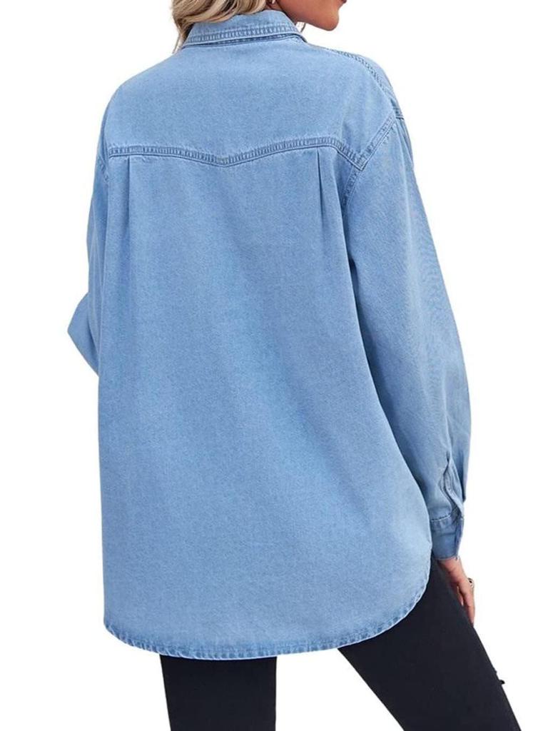 TEMU Women's Slim Fit Denim Shirt Jacket