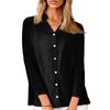 Women's Fashion Casual Solid Color T-Shirt Cotton Linen Long Sleeve Cardigan Loose Top