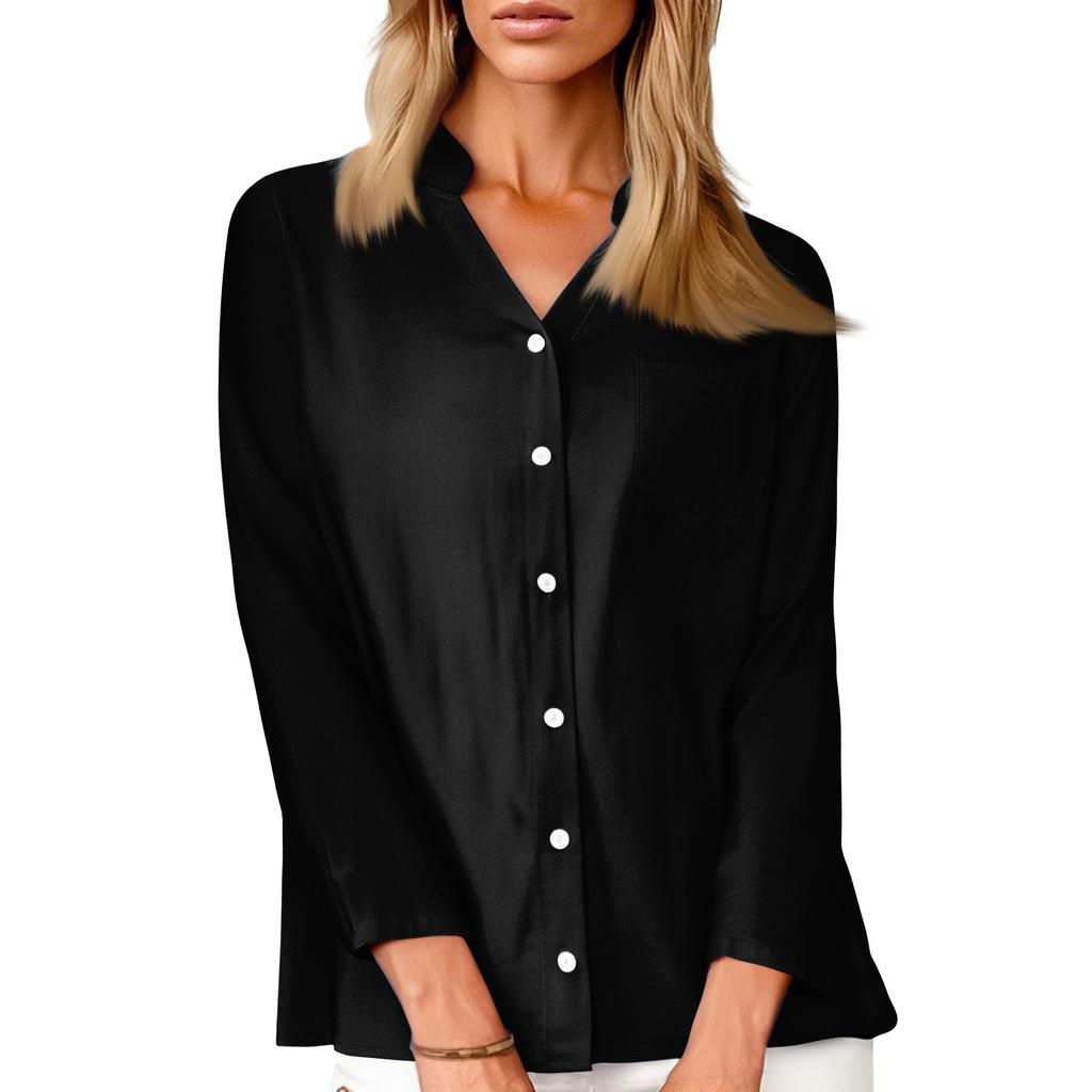 Women's Fashion Casual Solid Color T-Shirt Cotton Linen Long Sleeve Cardigan Loose Top