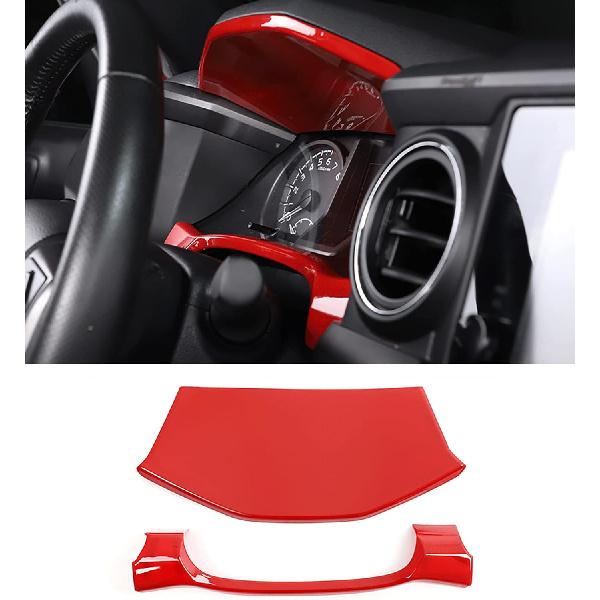 

Автомобильные аксессуары, пригодные для Toyota Tacoma 2016-2022 2023, внутренний вид, центральная консоль, крышка приборной панели, накладка, рамка (Стиль углеродного волокна) АБС 2 шт. красный