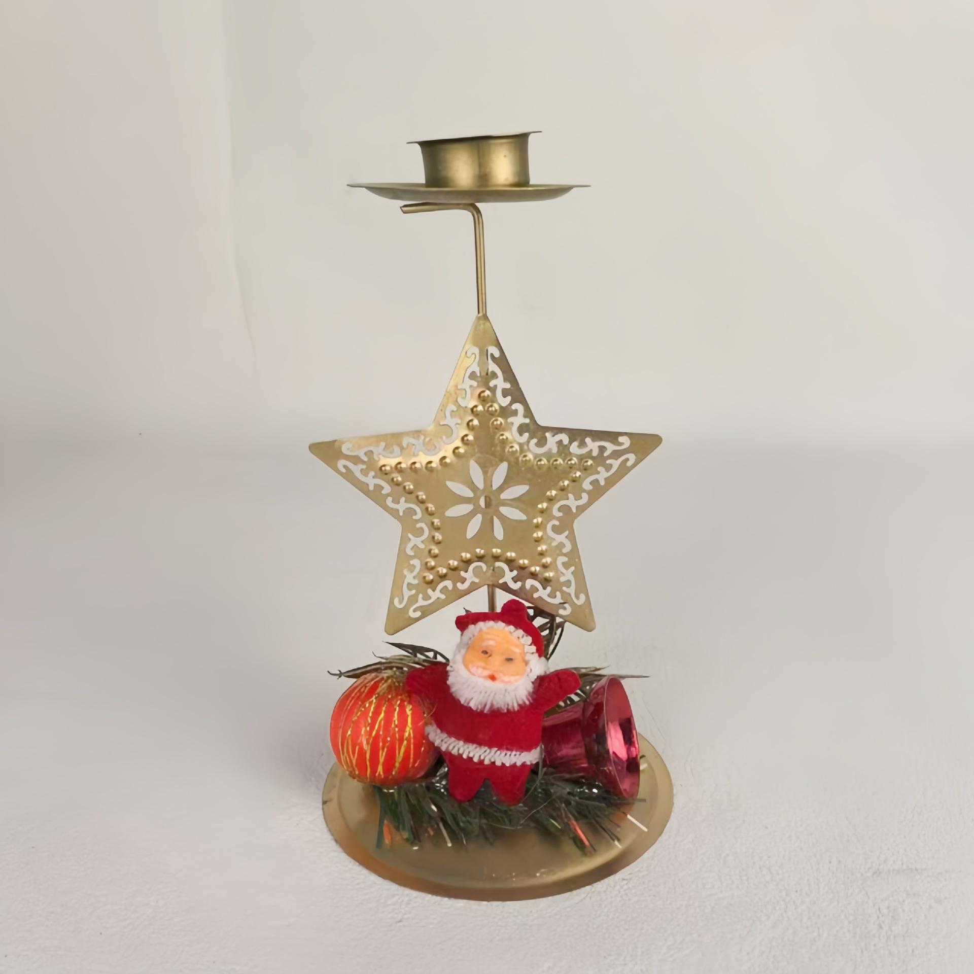 

2025 New Christmas Iron Candlestick Decorations Christmas Deer Stars Snowflakes Tabletop Decoration Background Candlestick 15.5CM-18CM