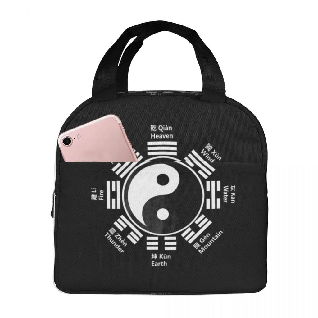 Chinese Zen Essential Insulated Lunch Bag for Women Office Cooler Thermal Food Box Tote Portable