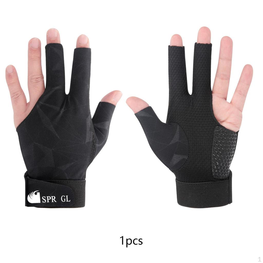 thumbnail image 2 of 3-Finger Billiard Glove - Lycra Snooker Pool Cue Glove For Smooth Strokes (Green, Large) 2 of 13