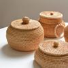 Various Desktop Decorations with Lids Snack Storage Boxes Autumn Rattan Circular Coffee Tables Remote Control Storage Boxes
